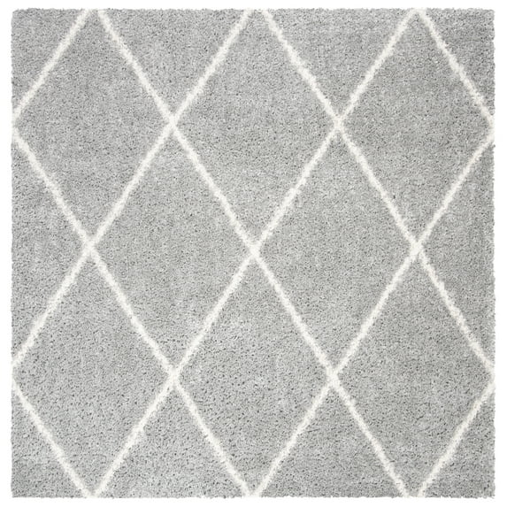 SAFAVIEH Parma Eglantine Geometric Shag Area Rug, Grey/Cream, 9' x 9' Square