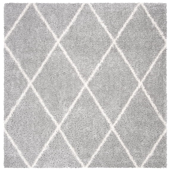 SAFAVIEH Parma Eglantine Geometric Shag Area Rug, Grey/Cream, 9' x 9' Square