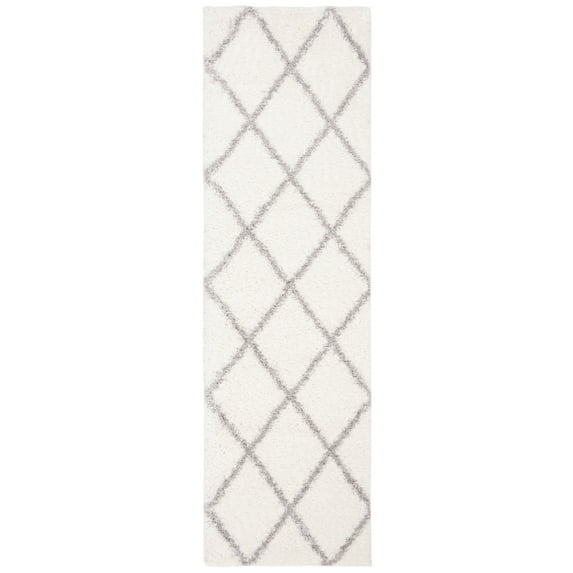 SAFAVIEH Parma Eglantine Geometric Shag Runner Rug, Cream/Grey, 2'3" x 11'