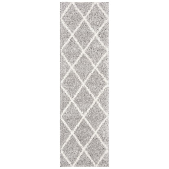 SAFAVIEH Parma Eglantine Geometric Shag Runner Rug, Grey/Cream, 2'3" x 11'
