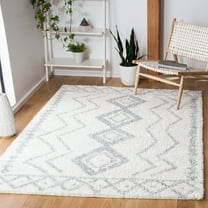 SAFAVIEH Parma Frank Geometric Shag Area Rug, Ivory/Grey, 8' x 10'