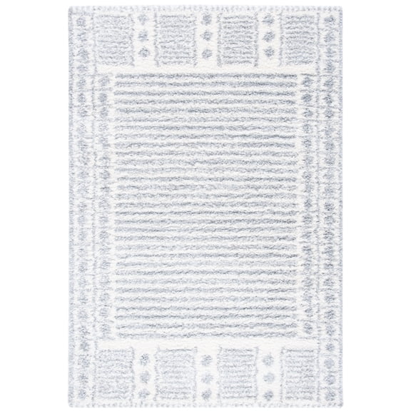 SAFAVIEH Parma Yvonne Geometric Shag Area Rug, Grey/Ivory, 5'3" x 7'6"