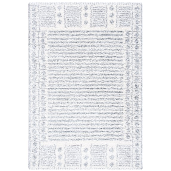 SAFAVIEH Parma Yvonne Geometric Shag Area Rug, Grey/Ivory, 8' x 10'