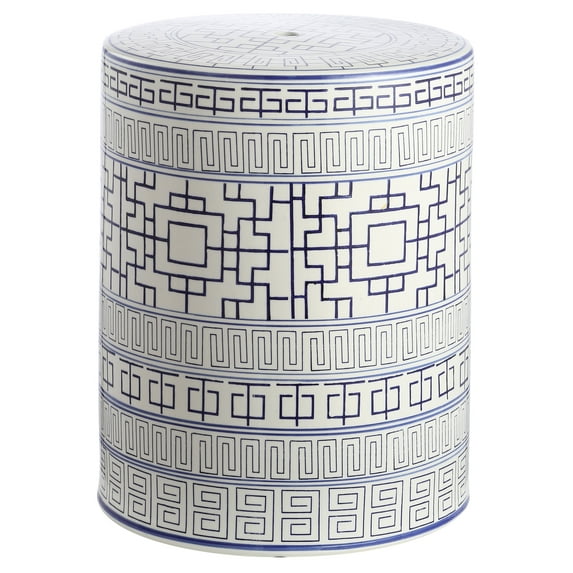 SAFAVIEH Parri 18" Contemporary Chinoiserie Ceramic Garden Stool, Blue/White
