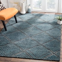 SAFAVIEH Paseo Lailee Geometric Wool Area Rug, Charcoal/Blue, 6' x 9'