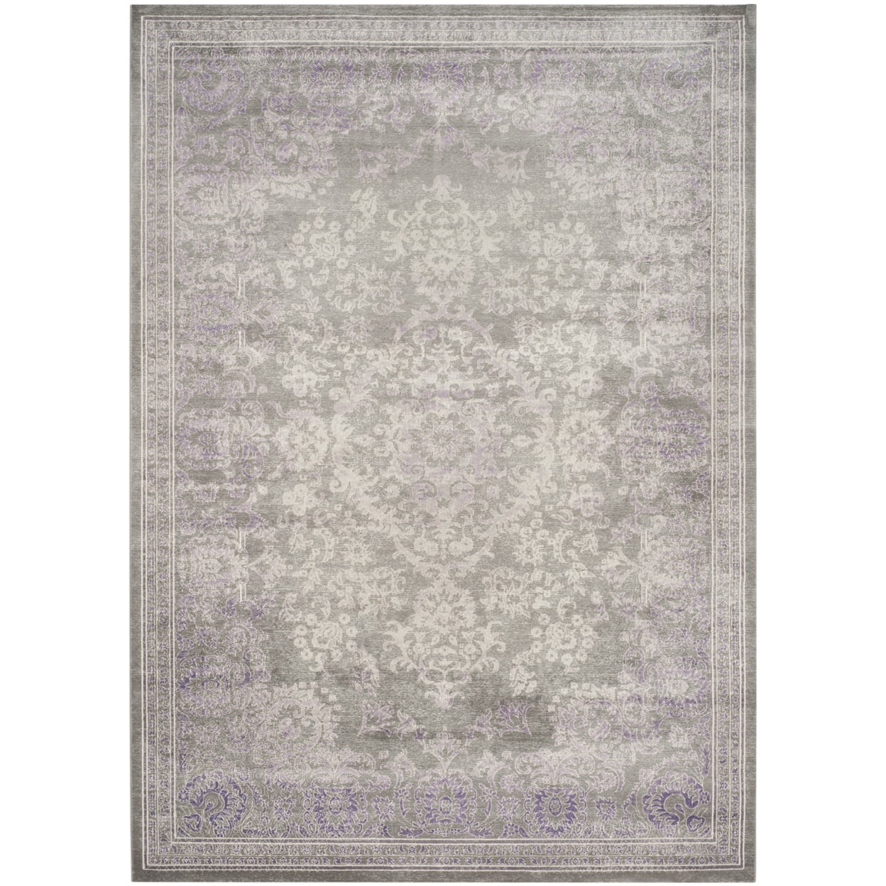 Gray and Lavender Hand-knotted Synthetic Area Rug, 8' x 11'