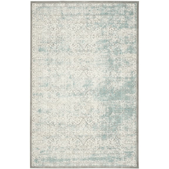 SAFAVIEH Passion Karena Faded Traditional Area Rug, Turquoise/Ivory, 5'1" x 5'1" Round