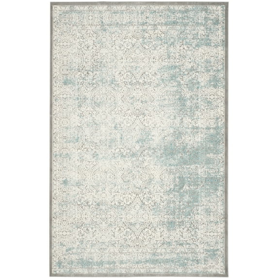 SAFAVIEH Passion Karena Faded Traditional Area Rug, Turquoise/Ivory, 5'1" x 5'1" Square