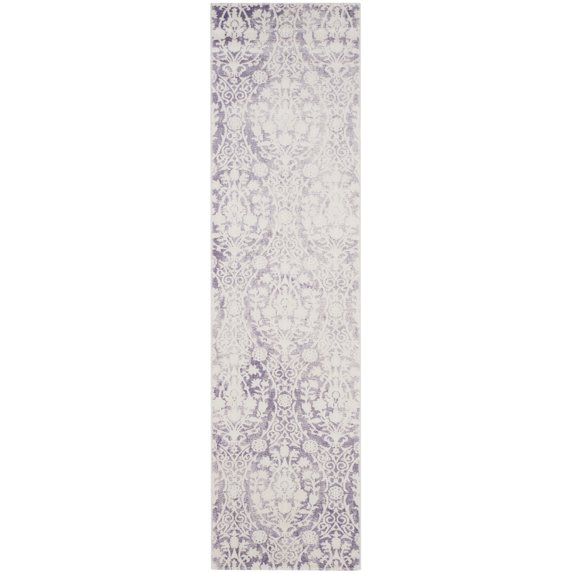 SAFAVIEH Passion Madrid Damask Runner Rug, Lavender/Ivory, 2'2" x 12'