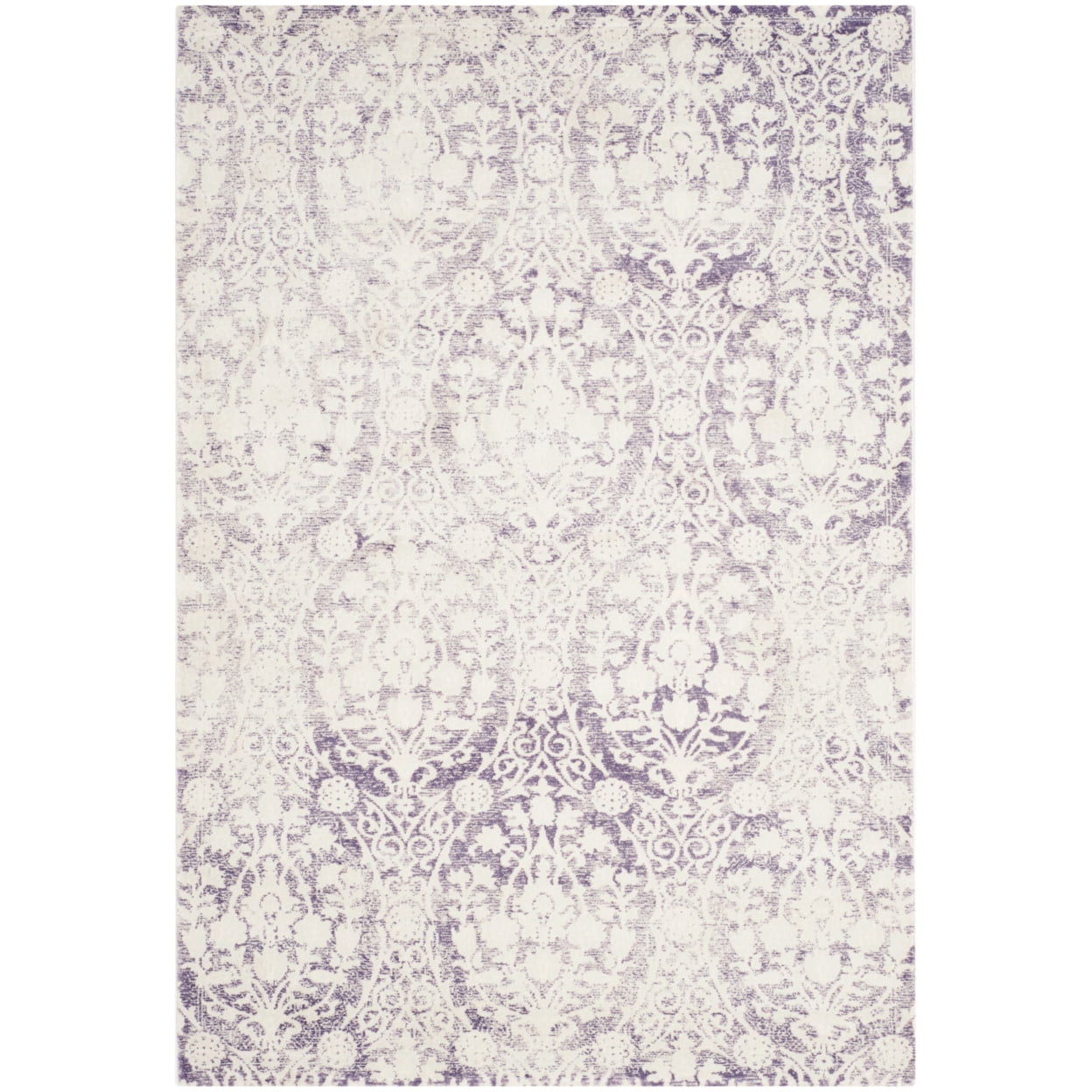 Lavender and Ivory Hand-Knotted Rectangular Area Rug