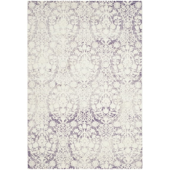 SAFAVIEH Passion Madrid Faded Damask Area Rug, Lavender/Ivory, 4' x 5'7"