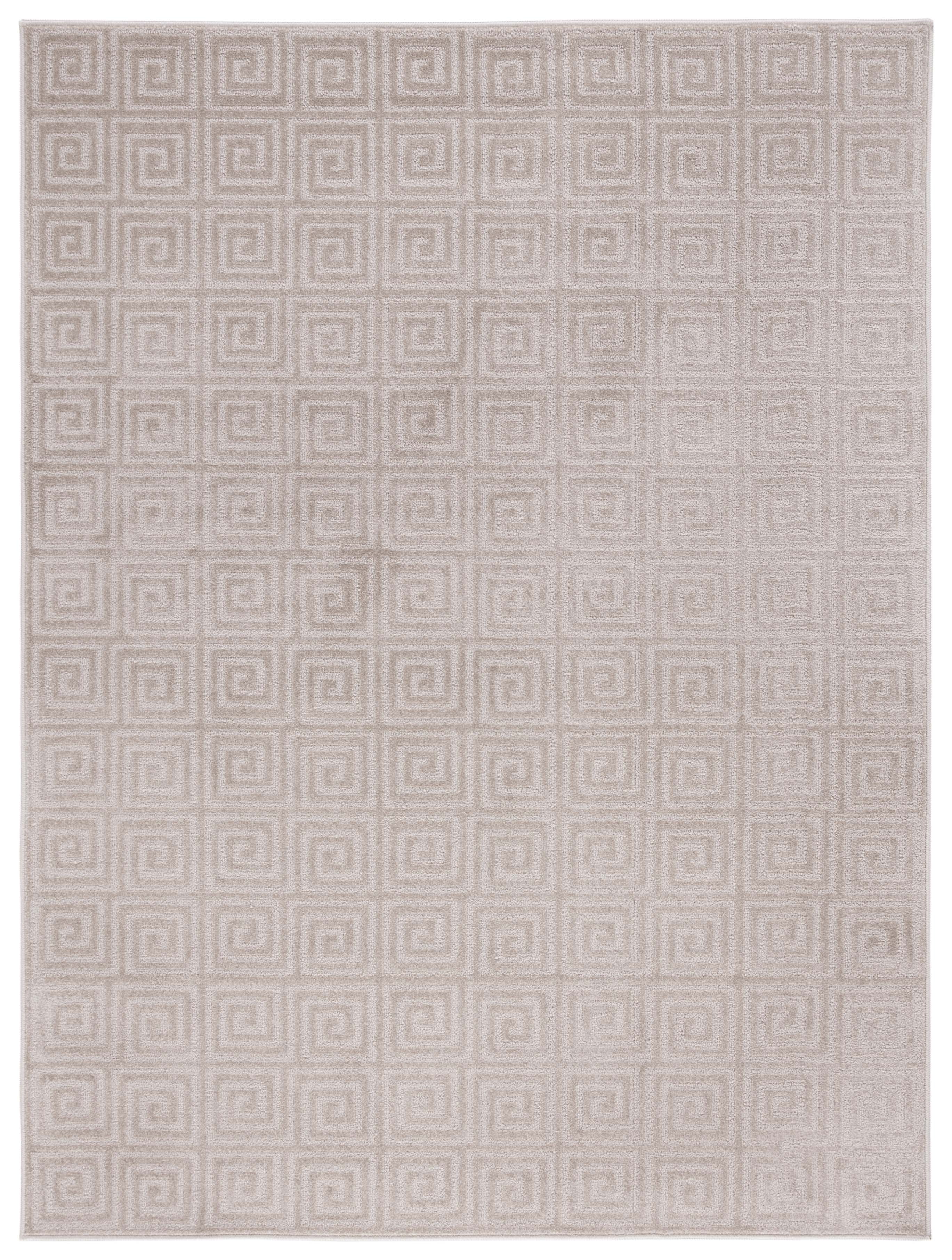 Beige Hand-Knotted Synthetic Rectangular Area Rug