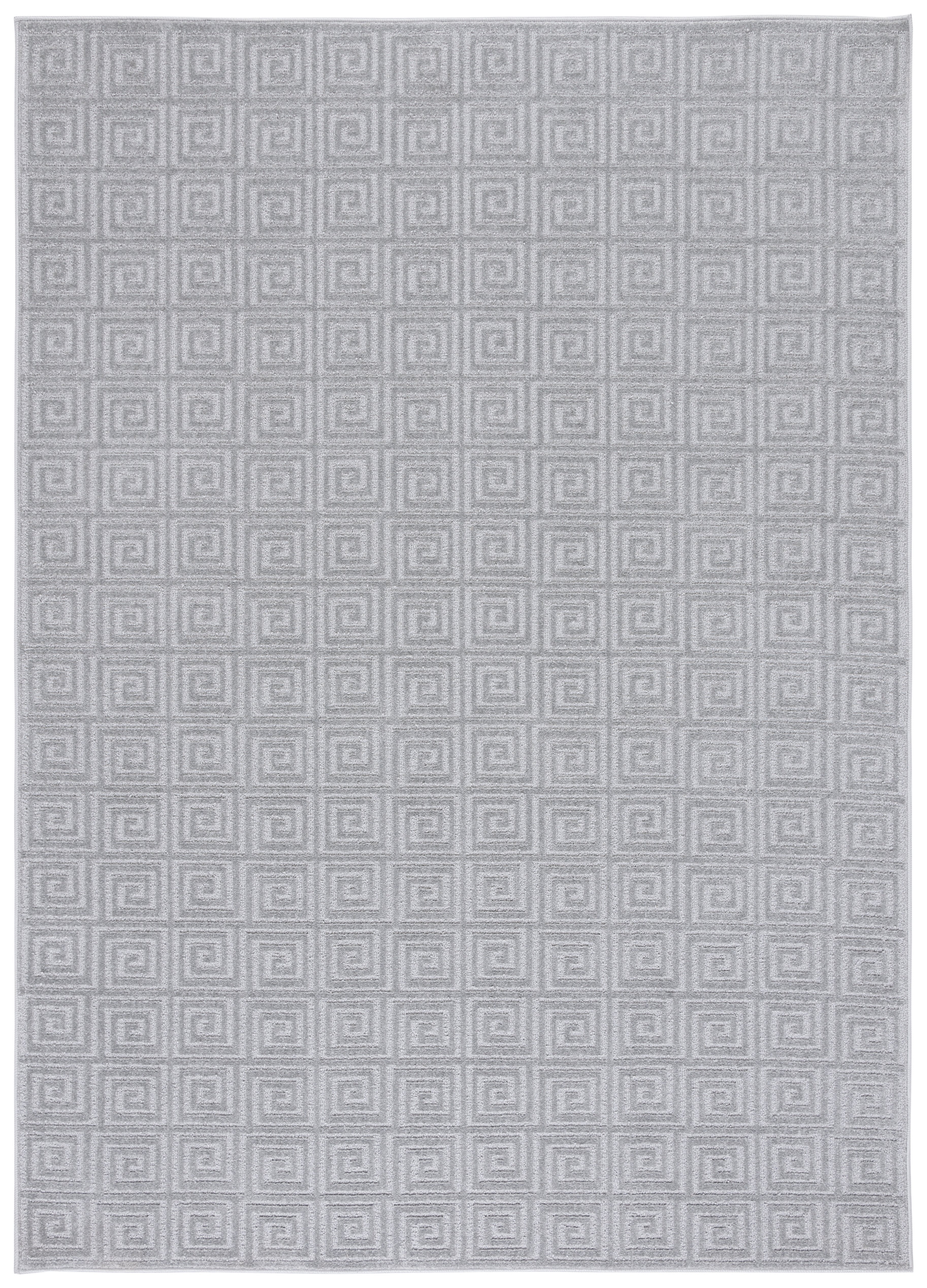 Gray Geometric Synthetic Non-slip Rectangular Area Rug, 9' x 13'