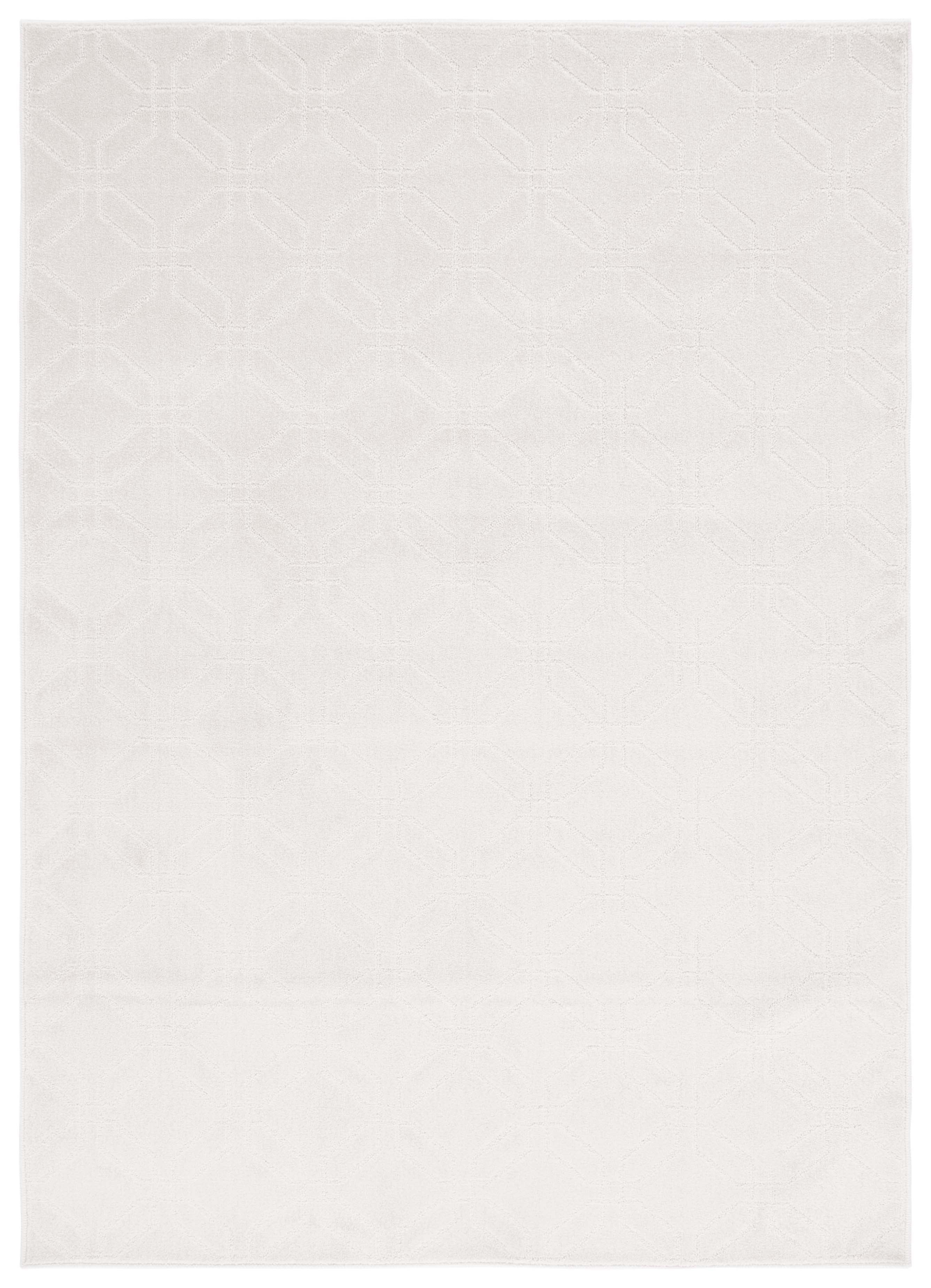 Ivory Hand-Knotted Synthetic Rectangular Area Rug