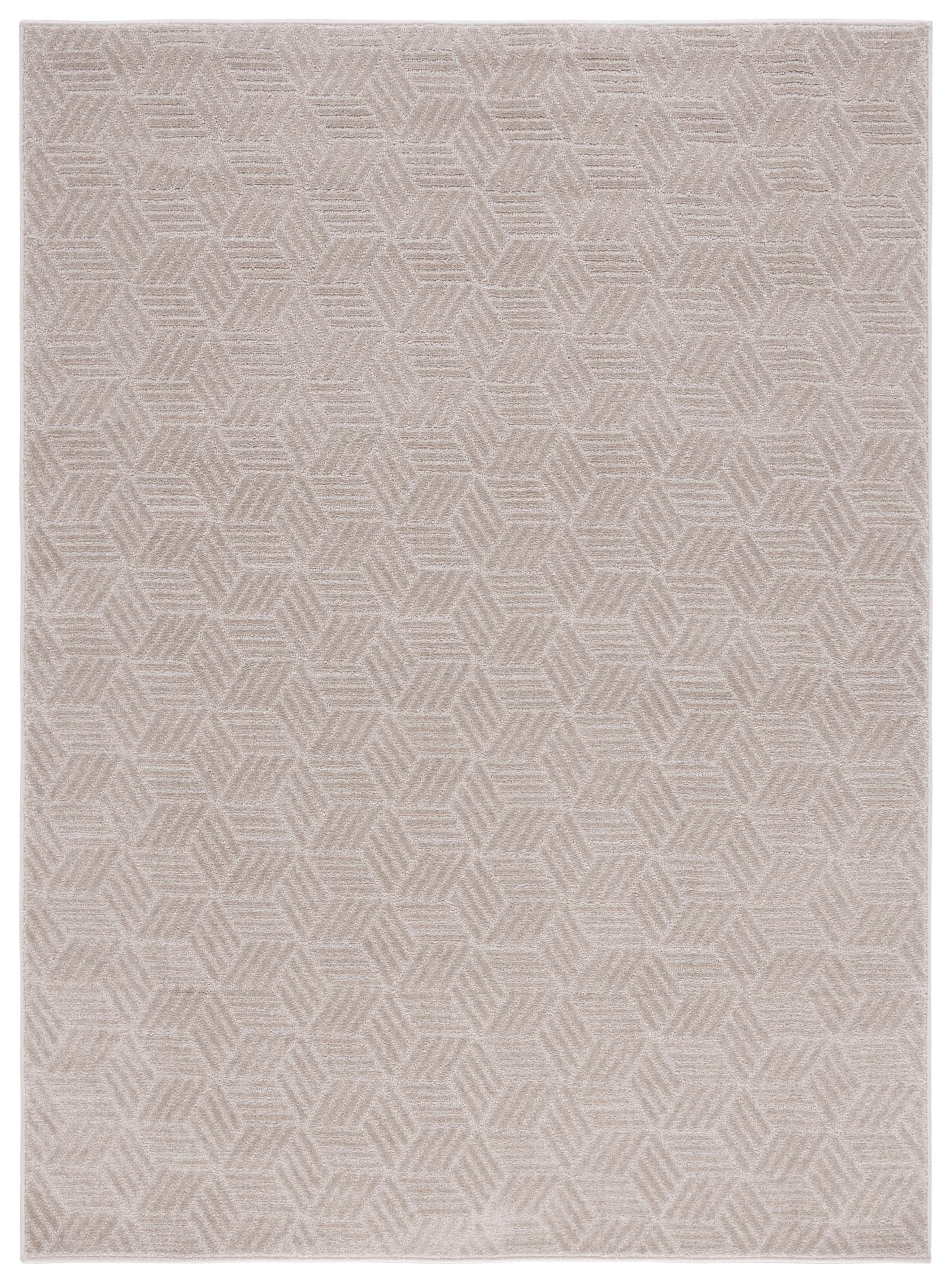 Beige Hand-Knotted Synthetic Rectangular Area Rug
