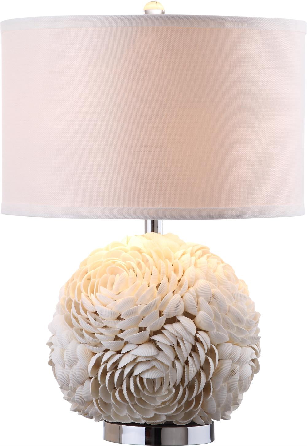 Pauley 23-inch White Shell Flower Table Lamp with Cotton Shade