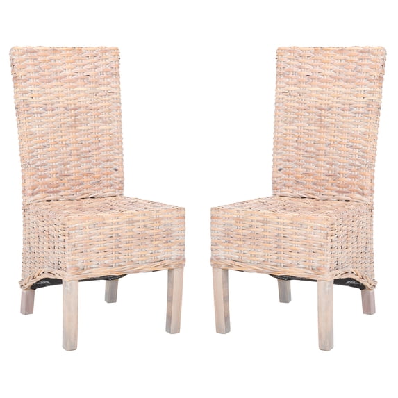 SAFAVIEH Pembrooke Classic Rattan Solid Dining Parsons Chair, Natural (Set of 2)