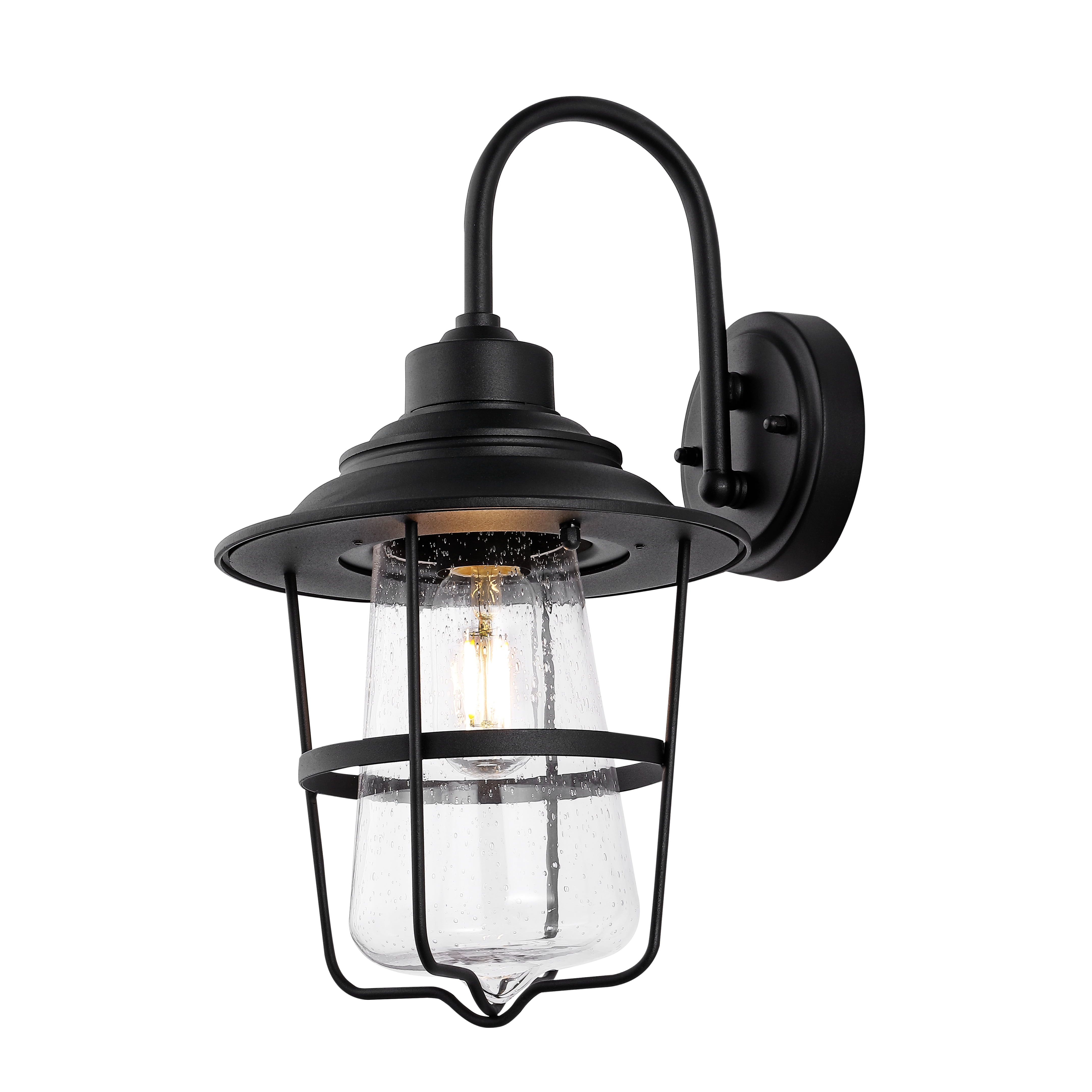 SAFAVIEH Penber LED Black Metal Wall Sconce with Clear Shade, Set of 2