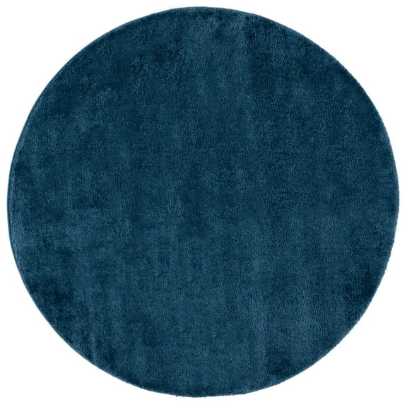SAFAVIEH Penelope Braden Solid Shag Area Rug, Navy, 6'7" x 6'7" Round
