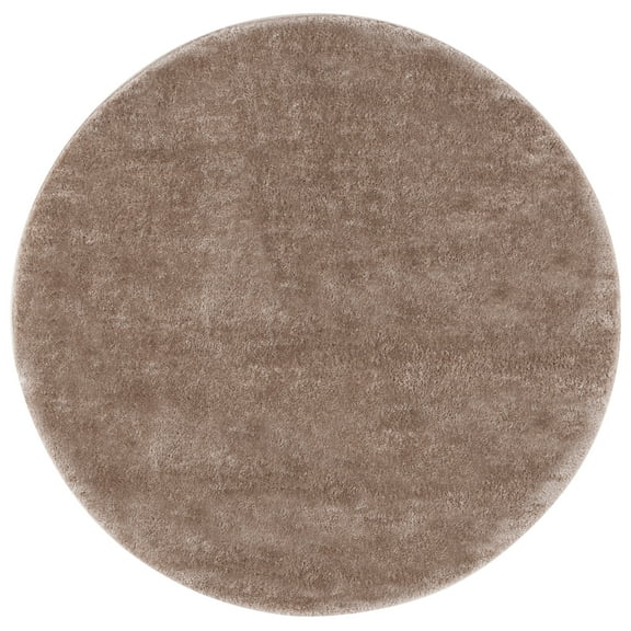 SAFAVIEH Penelope Braden Solid Shag Area Rug, Taupe, 6'7" x 6'7" Round