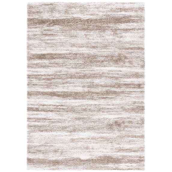 SAFAVIEH Penelope Eleanor Abstract Shag Area Rug, Taupe/Ivory, 9' x 12'