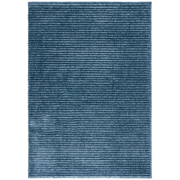 SAFAVIEH Penelope Willis Striped Shag Area Rug, Navy/Ivory, 8' x 10'