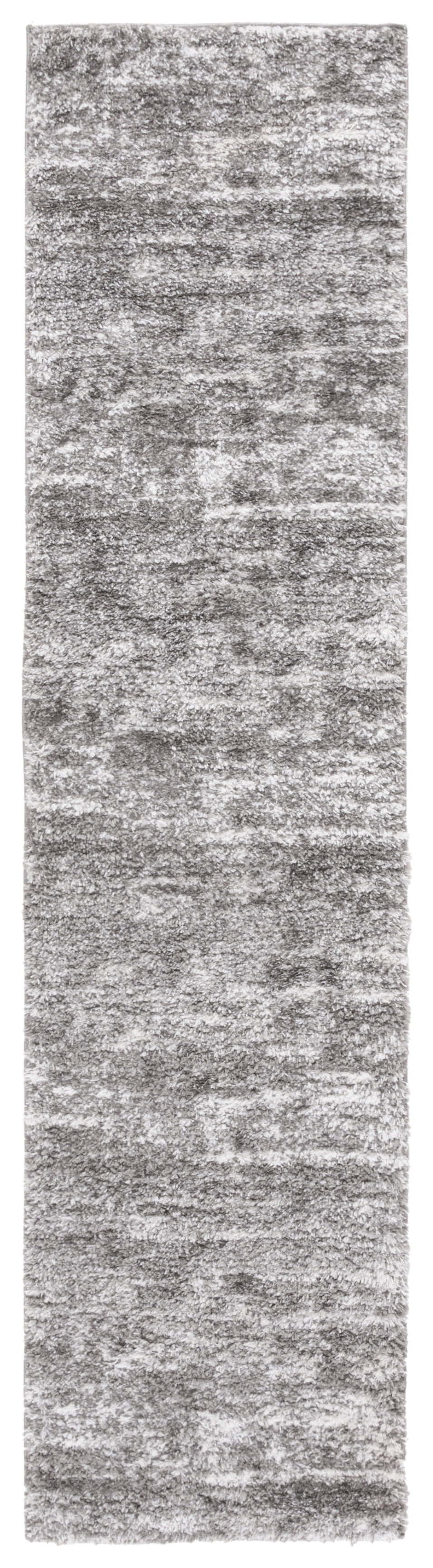 Grey and Ivory Flat Woven Shag Runner Rug