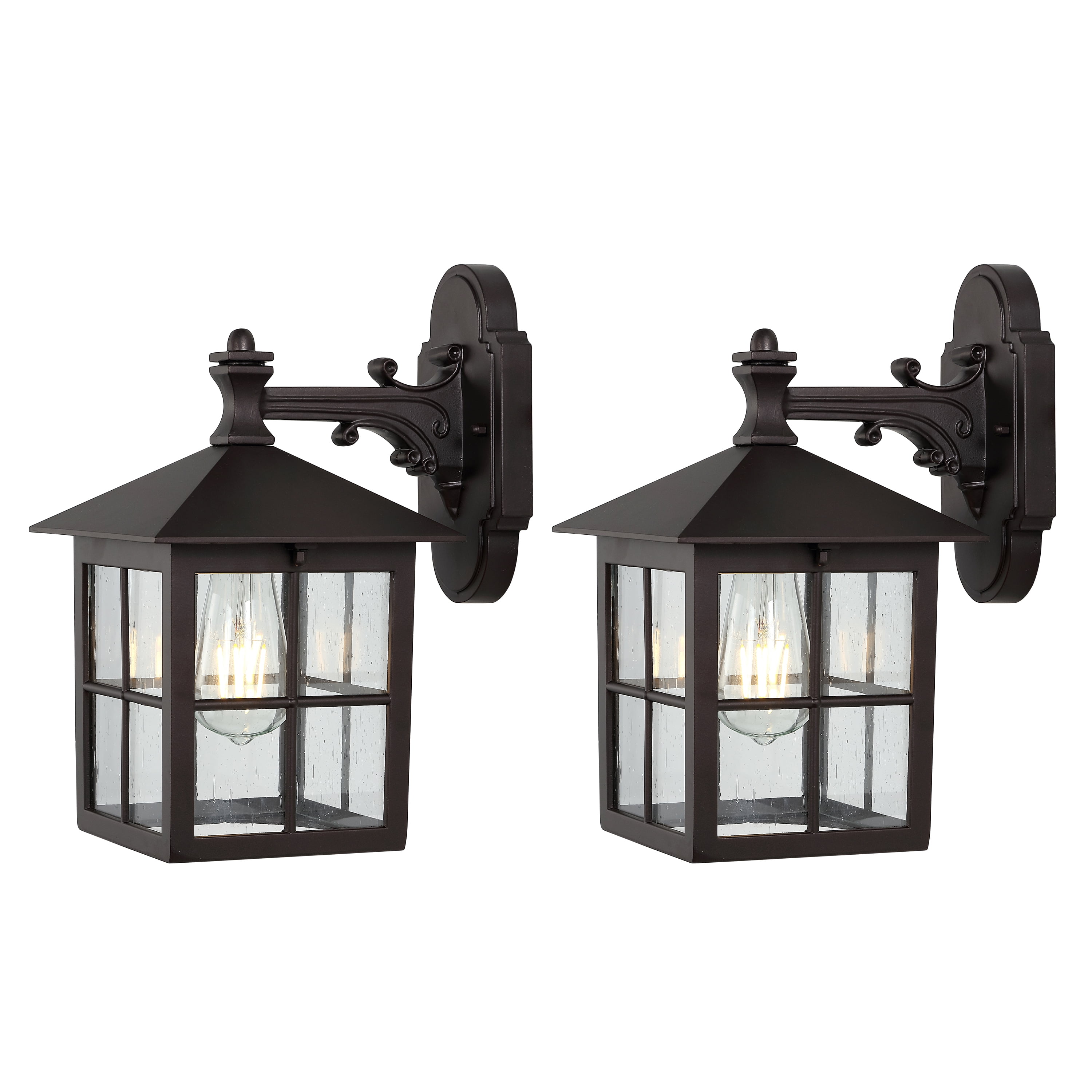 Penryn Black Outdoor Wall Sconce Set with Glass Shade