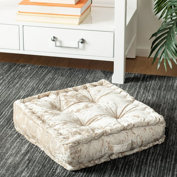 SAFAVIEH Peony 18" x 18" Solid Square Tufted Floor Pillow, White