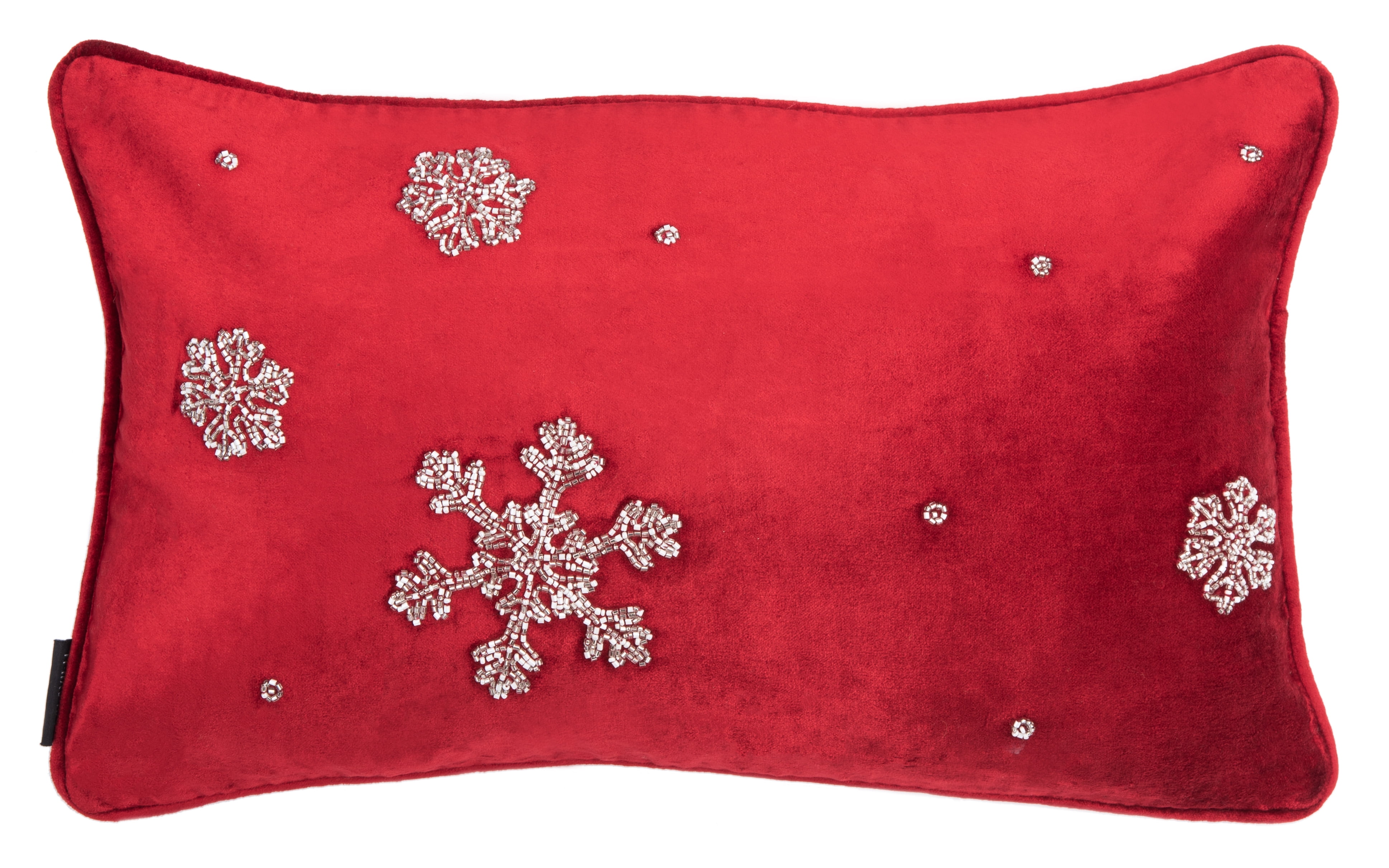 Grey and Red Cotton Peppermint Elf 18" Square Pillow