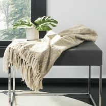 SAFAVIEH Peppin Metallic Geometric Throw, 70" x 50", Natural/Gold