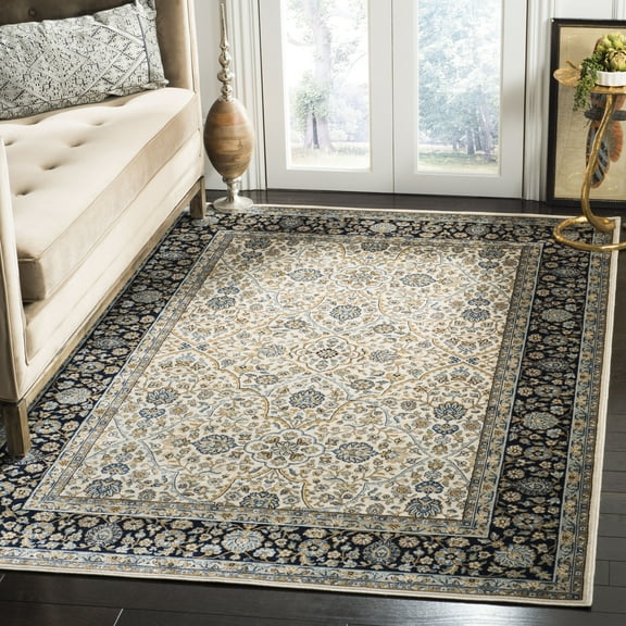 SAFAVIEH Persian Garden Aragon Floral Bordered Area Rug, Ivory/Navy, 8' x 10'2"