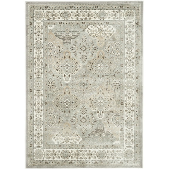 SAFAVIEH Persian Garden Lucille Floral Bordered Area Rug, Silver/Ivory, 4' x 5'7"
