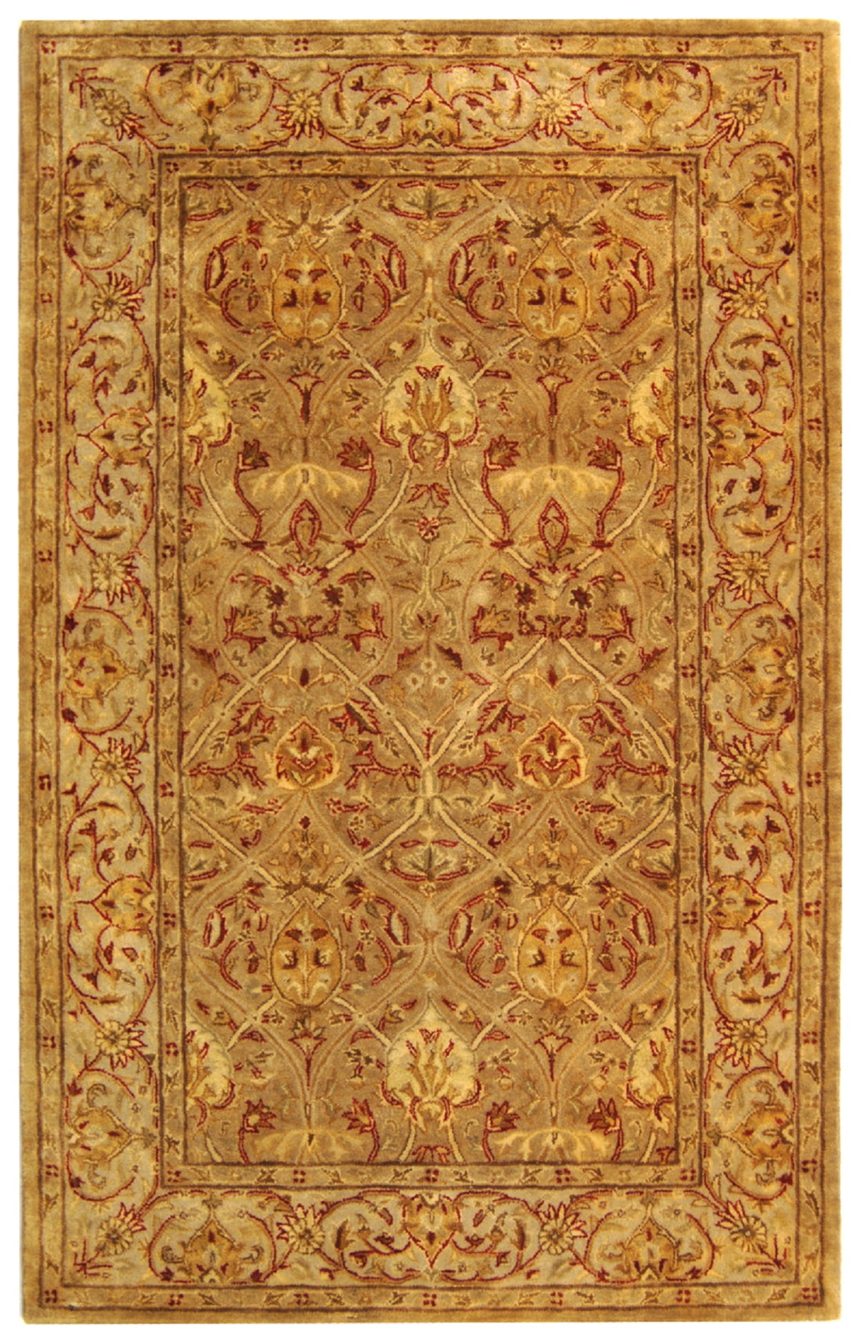 Moss and Beige 5' x 8' Hand-Tufted Wool Area Rug