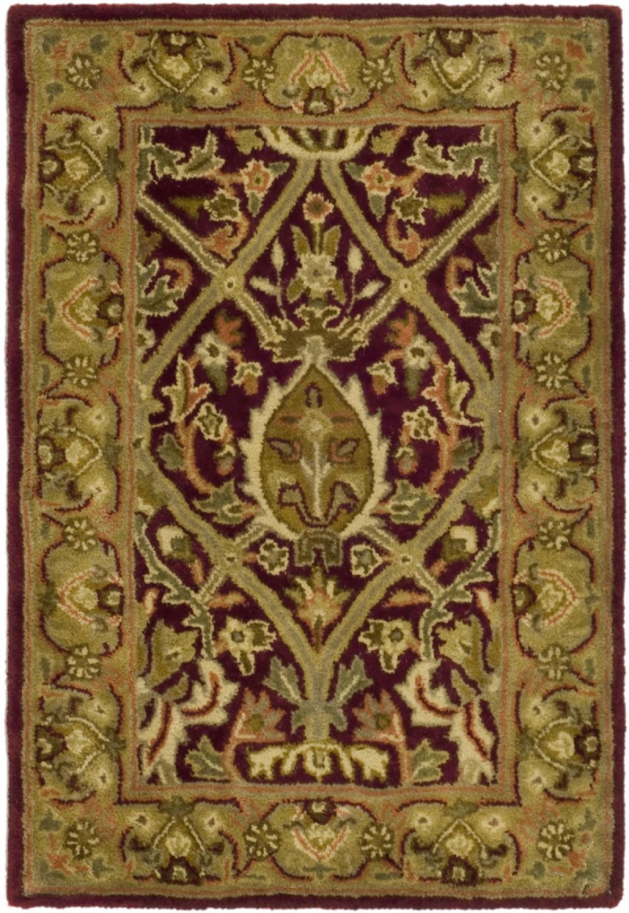 Handmade Tufted Red and Gold Wool Area Rug, 3' x 5'