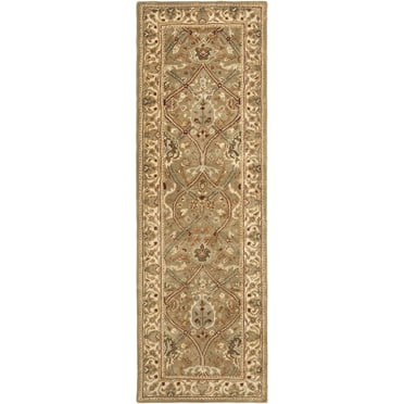 SAFAVIEH Persian Legend Adrian Floral Bordered Wool Runner, Light Green/Beige, 2'6" x 14'