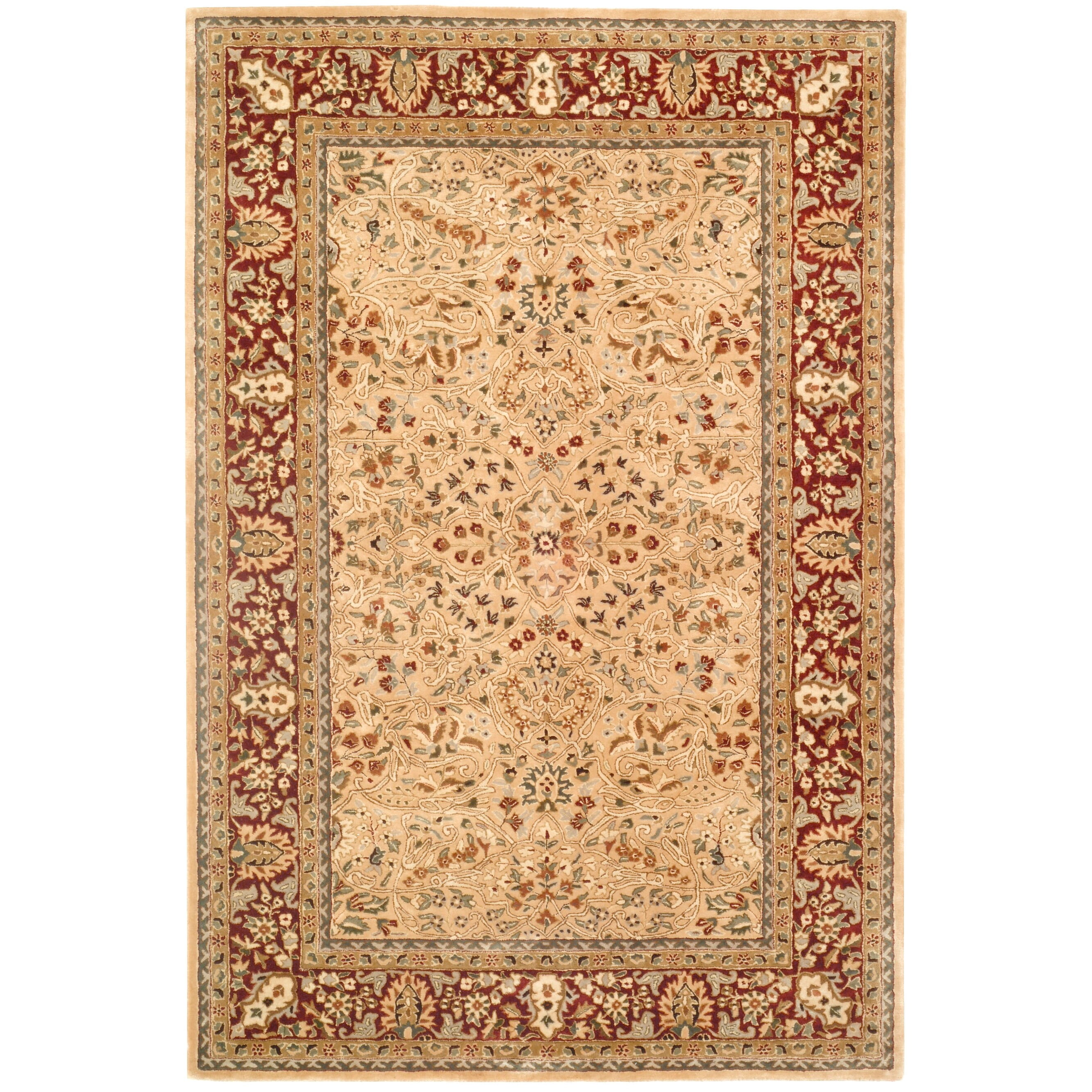 Handmade Ivory and Rust Wool Tufted Rectangular Rug 8'-3" x 11'