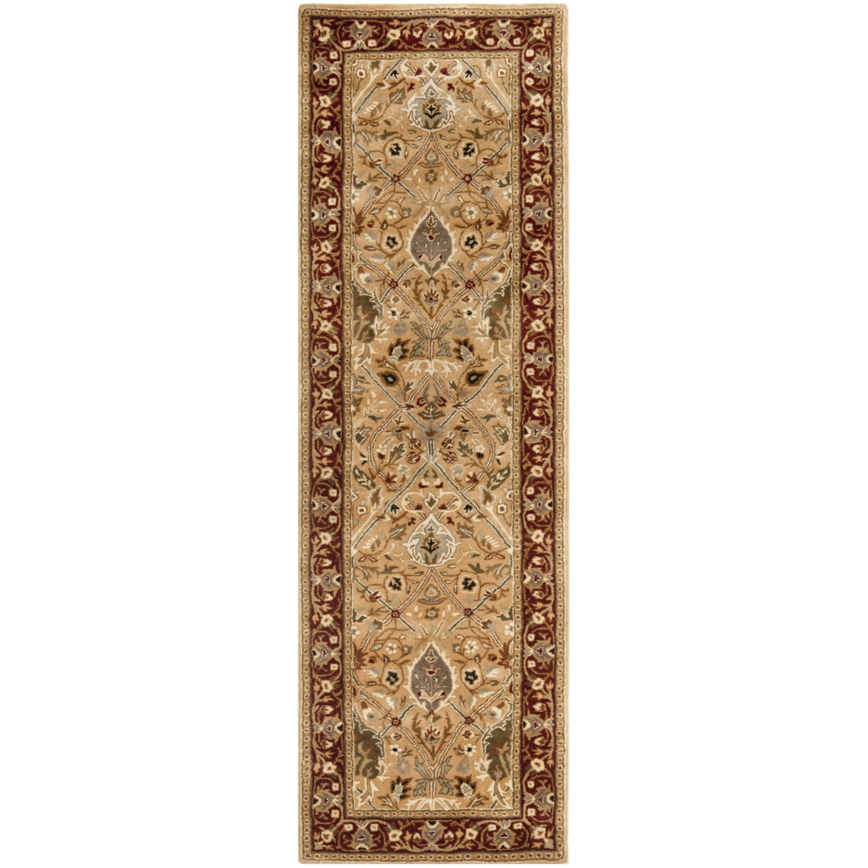 Ivory and Rust Wool Hand-Tufted Persian Runner Rug