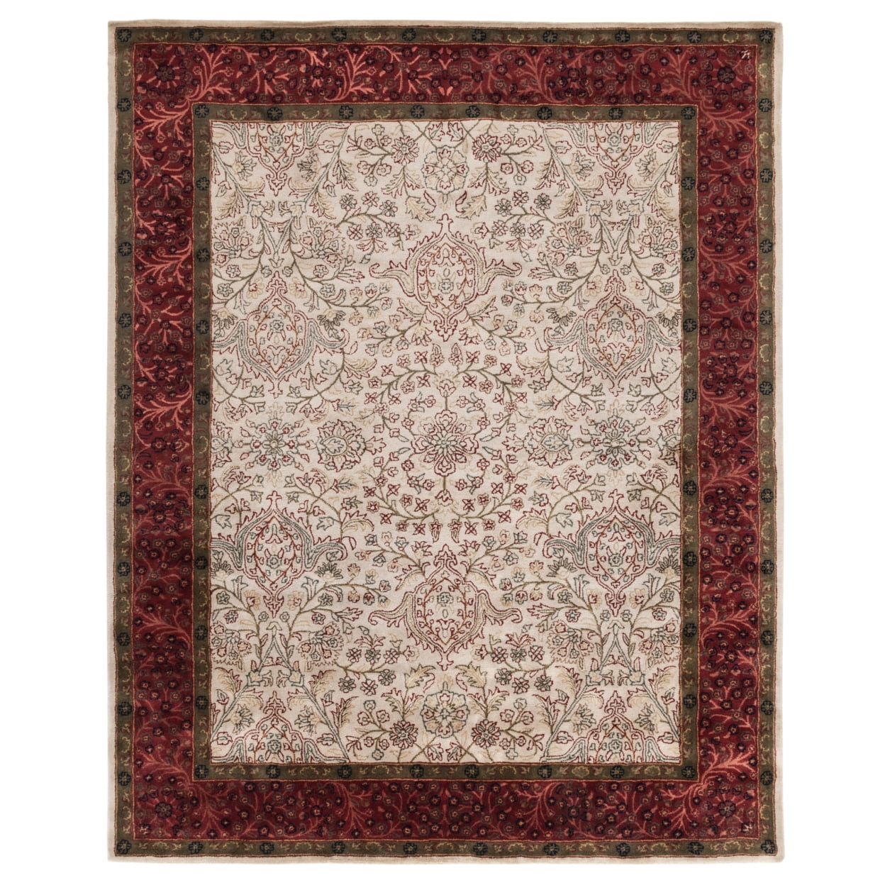 Ivory and Rust Hand-Tufted Wool Persian Area Rug 6' x 9'