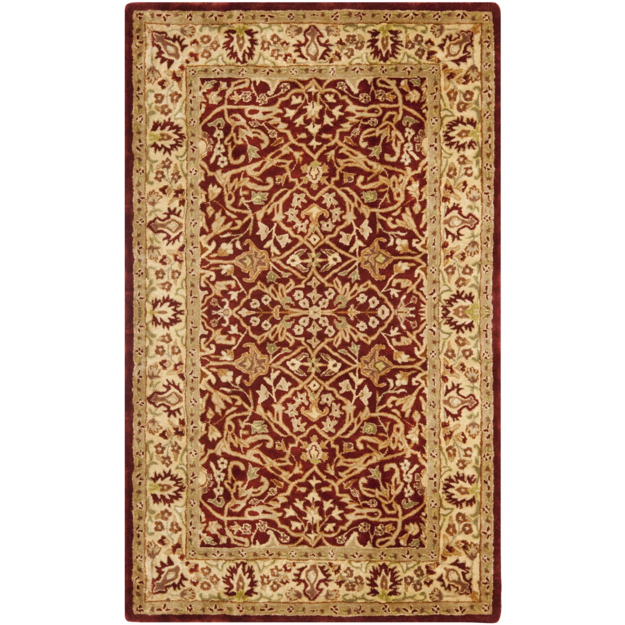 Ivory and Rust Hand-Tufted Wool Persian Area Rug 3' x 5'