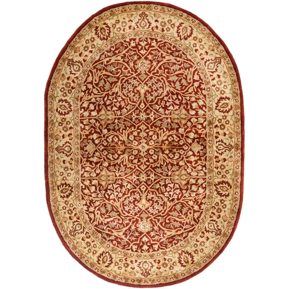 SAFAVIEH Persian Legend Lydia Floral Bordered Wool Area Rug, Rust/Beige, 5' x 8' Oval