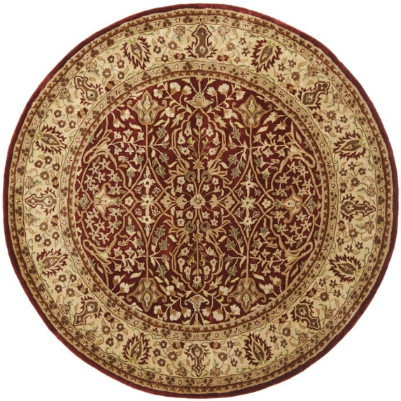 SAFAVIEH Persian Legend Lydia Floral Bordered Wool Area Rug, Rust/Beige, 6' x 6' Round