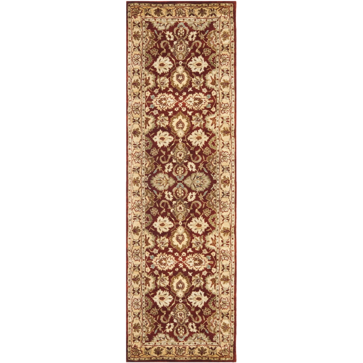 Ivory and Rust Persian Hand-Tufted Wool Runner Rug