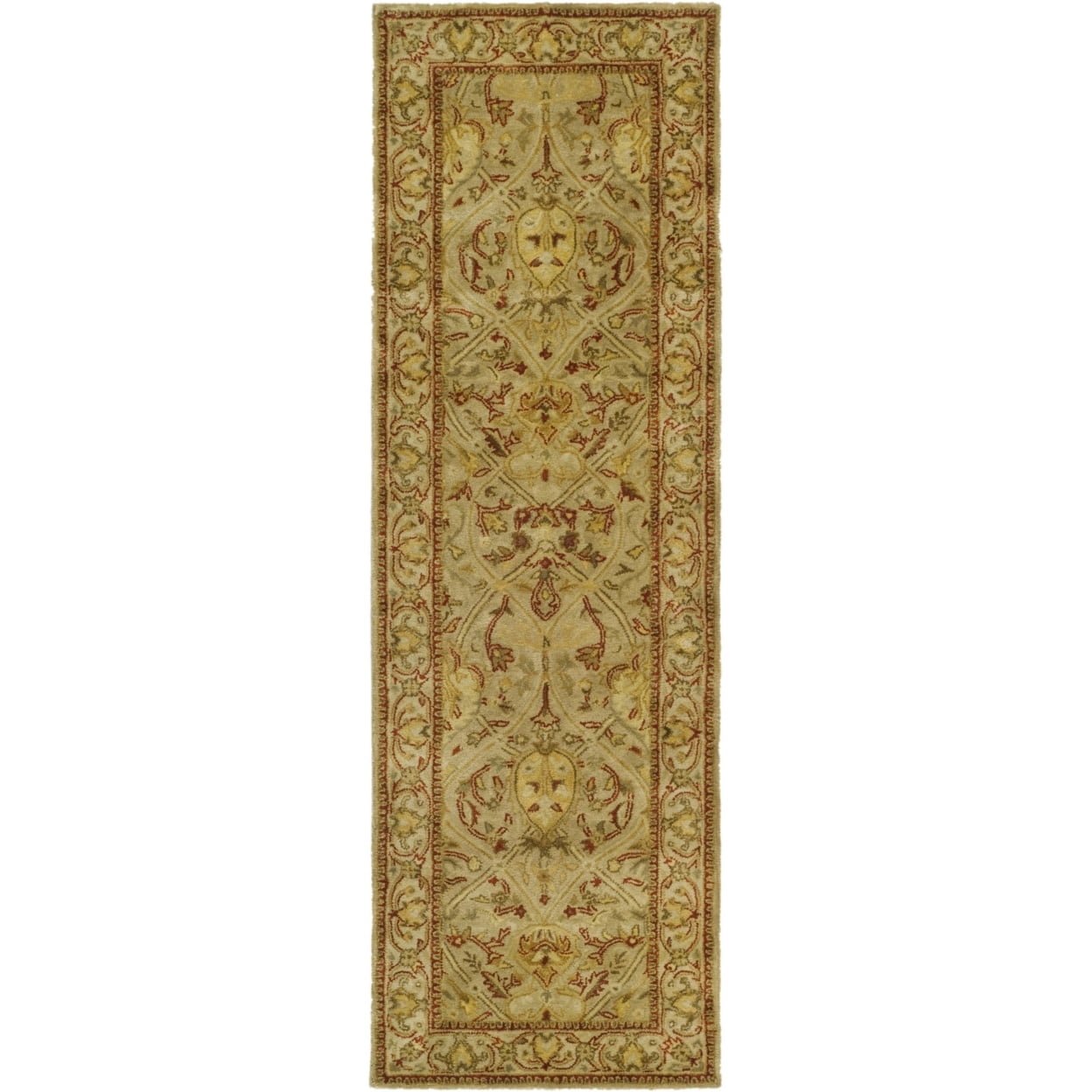 Handmade Moss and Beige Wool Tufted Runner Rug