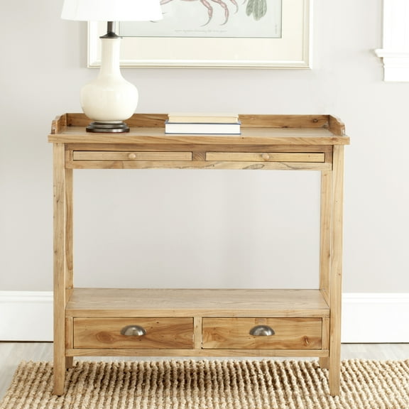 SAFAVIEH Peter Rustic Console with Storage Drawers, Oak