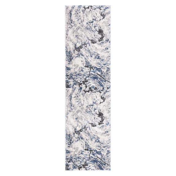 SAFAVIEH Petra Madisyn Abstract Runner Rug, Ivory/Blue, 2'3" x 8'