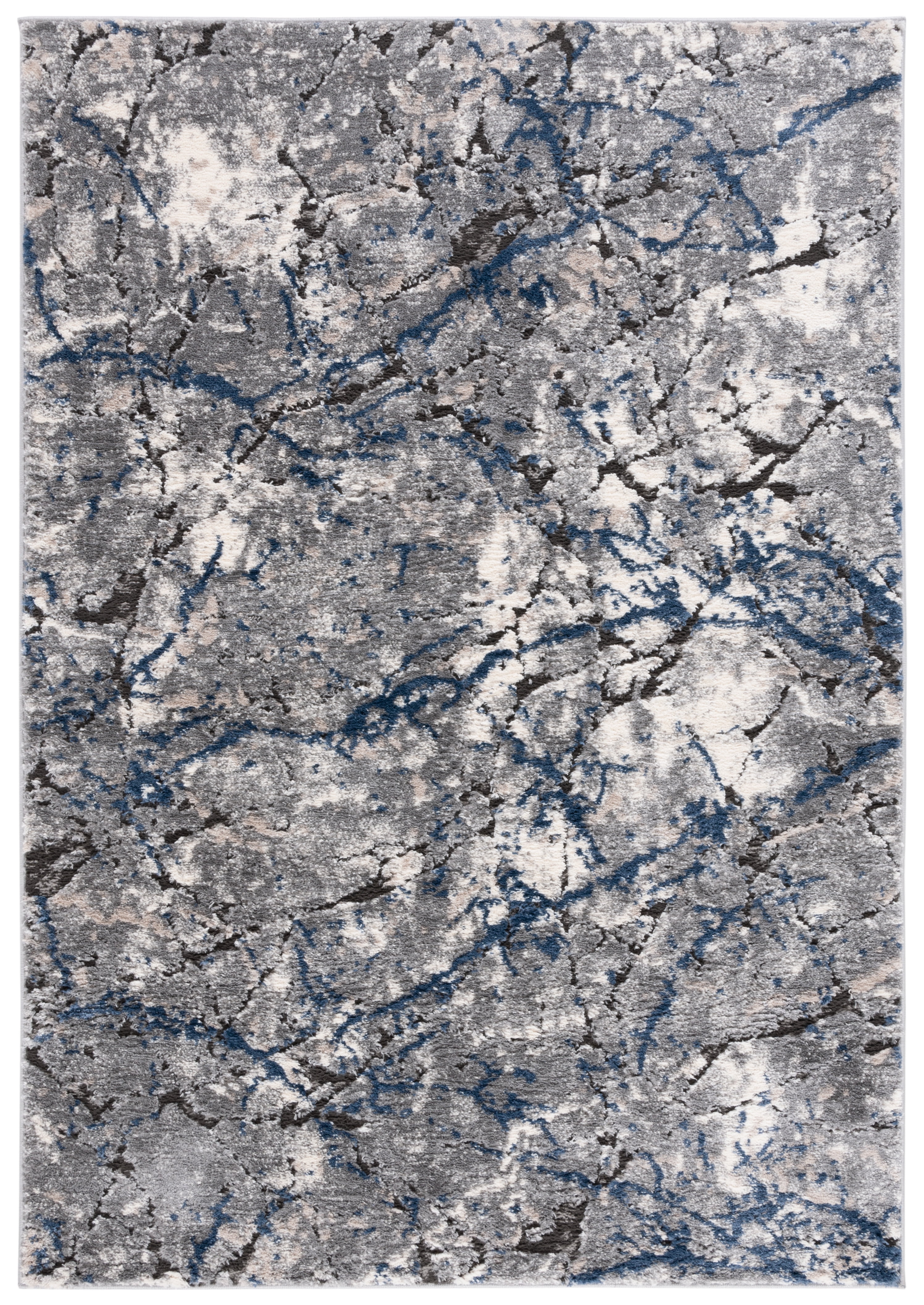 Gray Rectangular Stain-Resistant Synthetic Area Rug