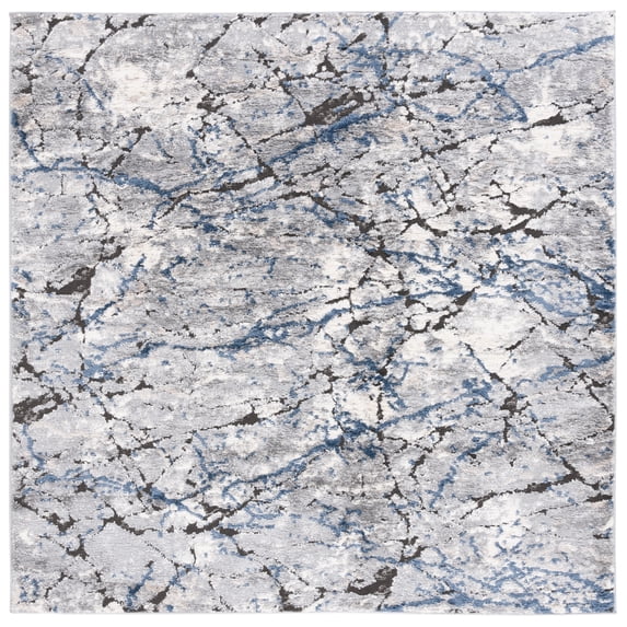 SAFAVIEH Petra Morven Abstract Area Rug, Light Grey/Light Beige, 6'7" x 6'7" Square