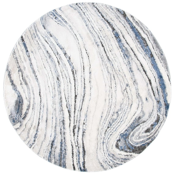 SAFAVIEH Petra Venice Abstract Area Rug, Light Beige/Blue, 6'7" x 6'7" Round