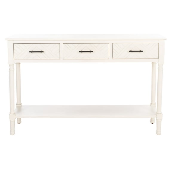 SAFAVIEH Peyton Distressed White Wood Console Table with Drawer (47.3 in. W x 13 in. D x 29.5 in. H)